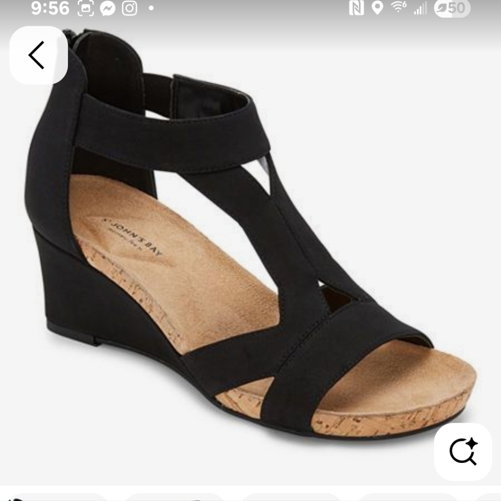 St. John's Bay Taz Wedge Faux Suede Sandals, Women's Size 12, NWT